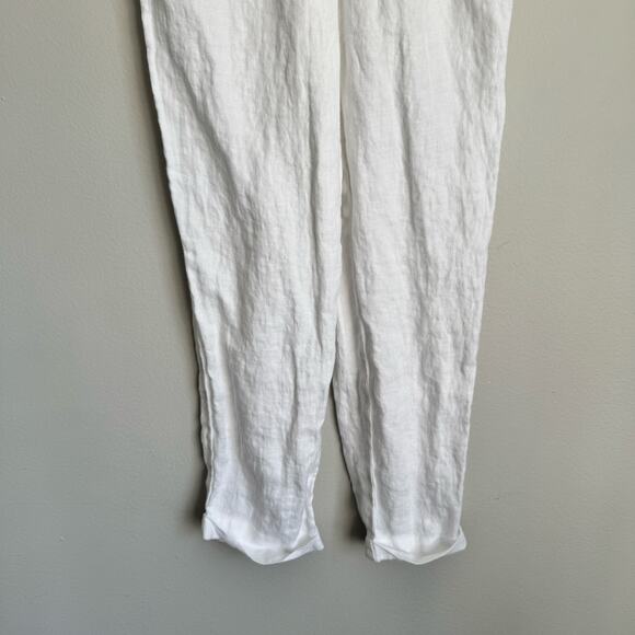 J. Crew Women's Linen Pants Size 00 White Pull-On Elastic Waist Beachy Coastal - Picture 11 of 14